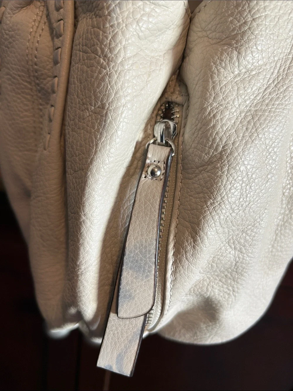 Women's Beige Leather Shoulder Bag